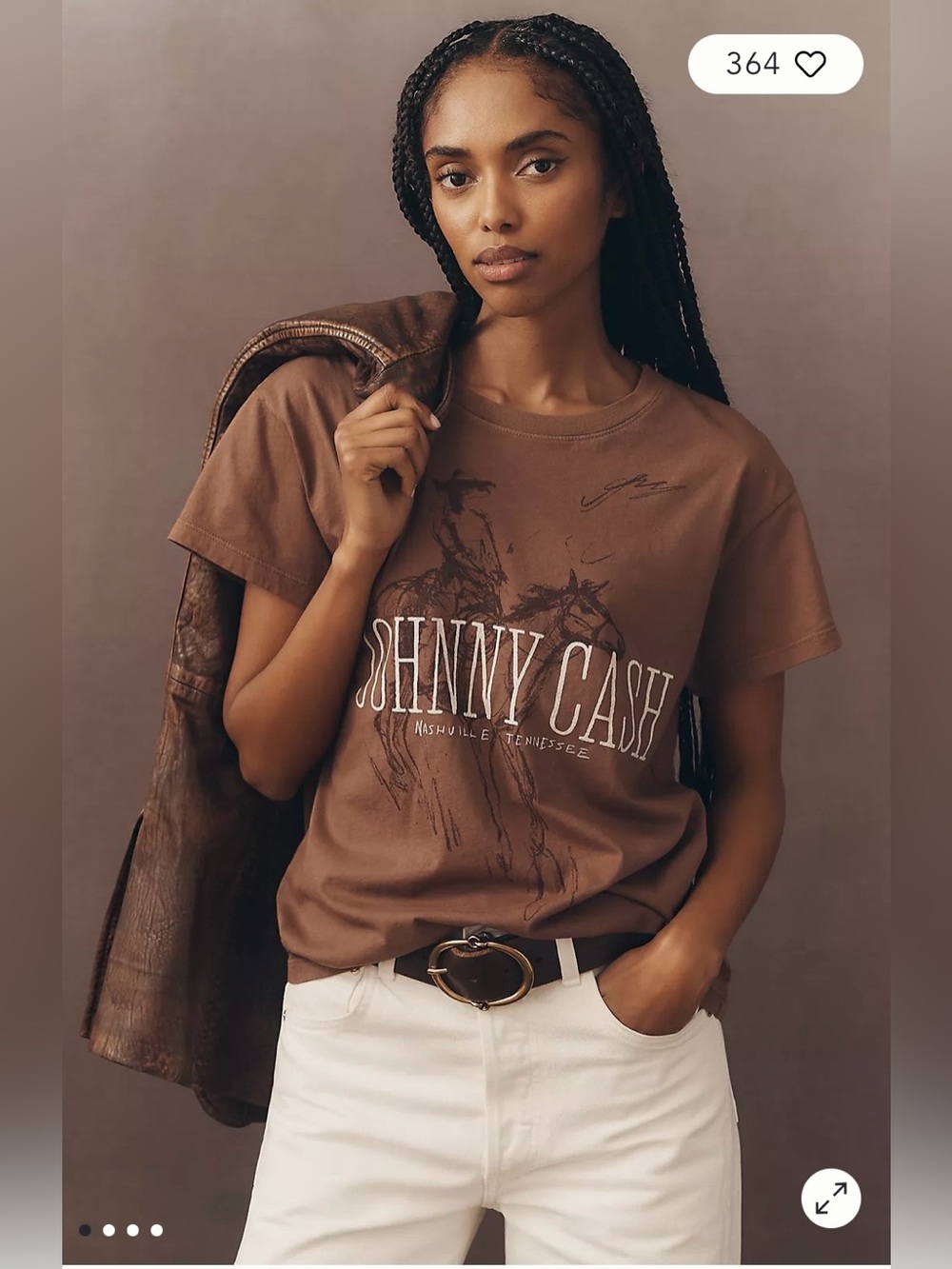 LetLuv/Anthropologie Johnny Cash T-Shirt in Taupe Brown Size XL. NWT